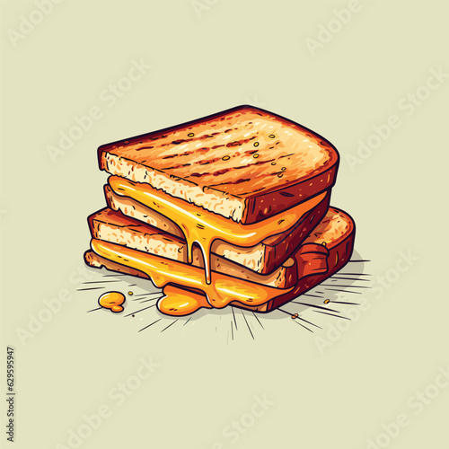 grilled cheese sandwich clip art illustration for menu, poster, web photo