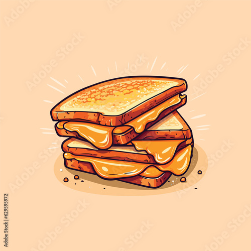 grilled cheese sandwich clip art illustration for menu, poster, web