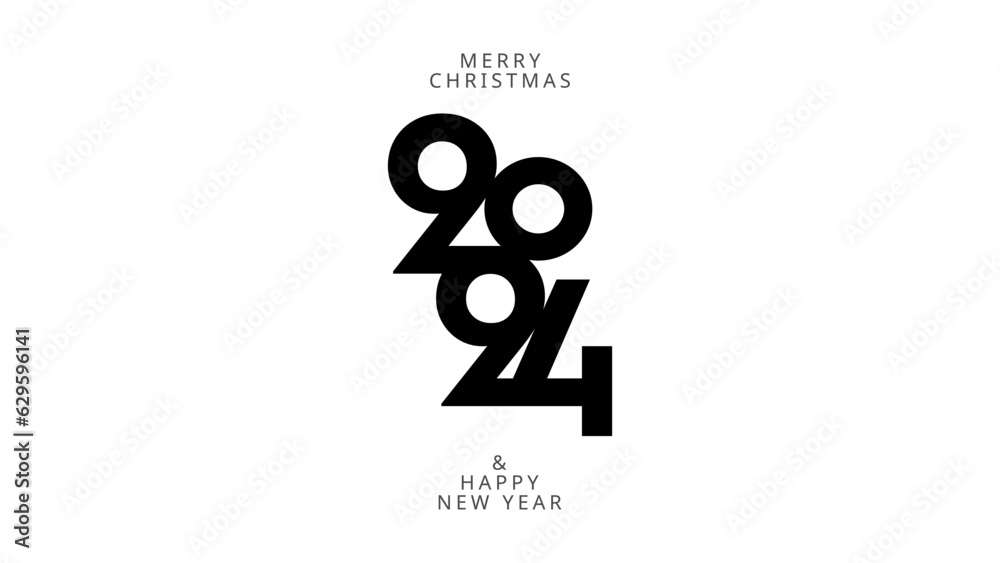 Happy New Year 2024, Number design template isolated on white background, Greeting banner template, Vector illustration EPS 10 Happy New Year 2024, Number design template isolated on white background, Greeting banner template, Vector illustration EPS 10