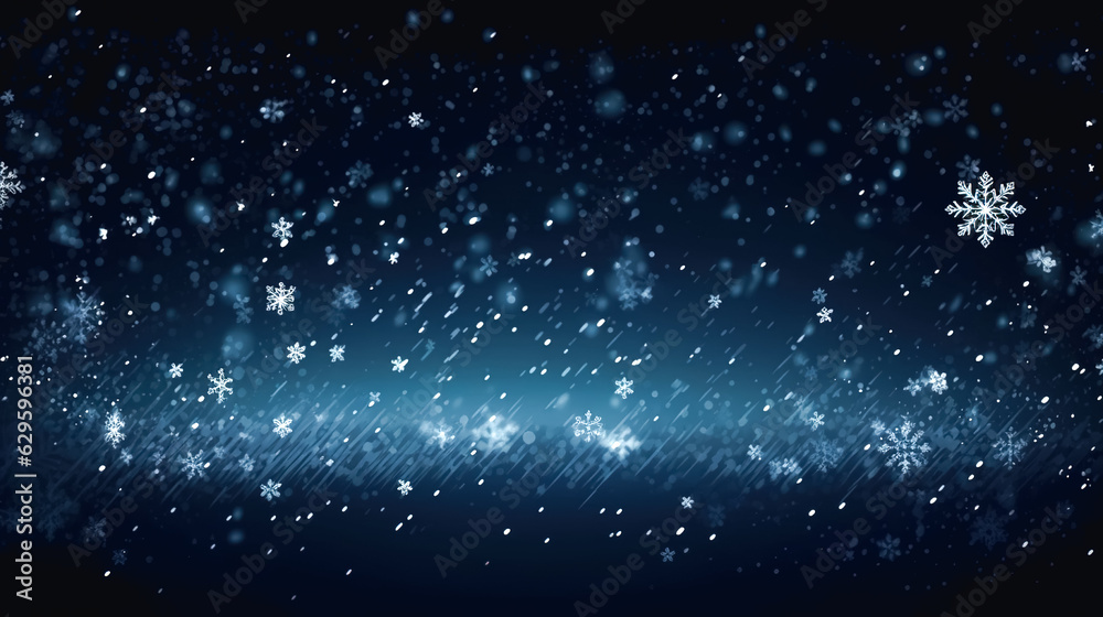 Abstract winter background with snow at night, generative AI.