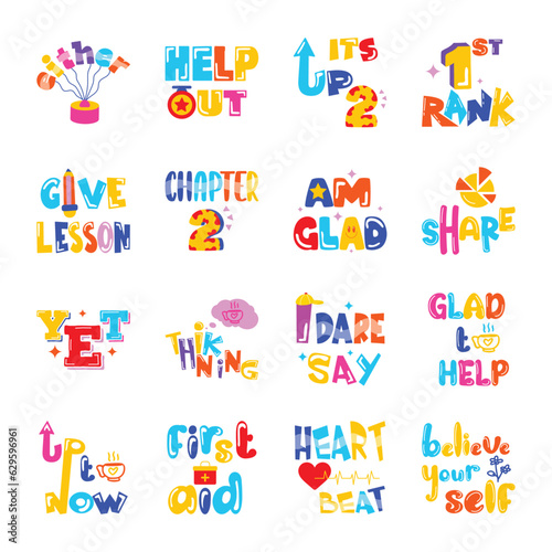 Pack of Motivational Texts Flat Stickers 

