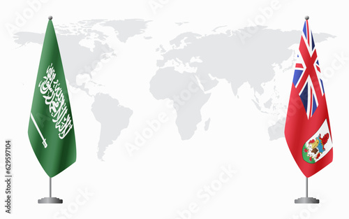 Saudi Arabia and Bermuda flags for official meeting