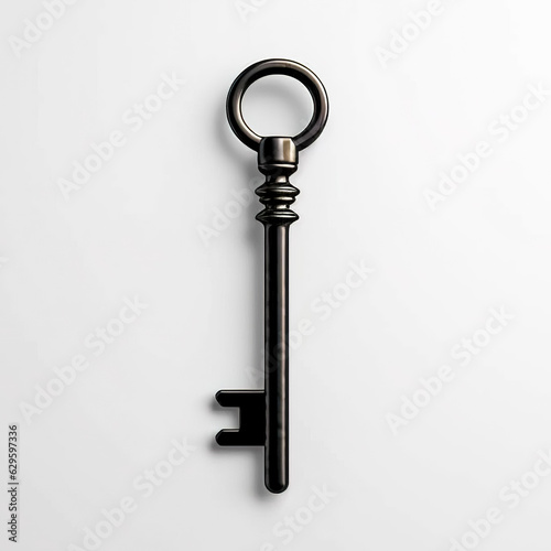 Vintage key silhouette, door key logo, generative AI.