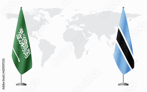 Saudi Arabia and Botswana flags for official meeting