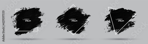 3D black paint brush strokes isolated on background. Elegant dark watercolour set. Textured effect bundle. Graphic design elements grungy painted style concept for ads, offer, big, mega, or flash sale