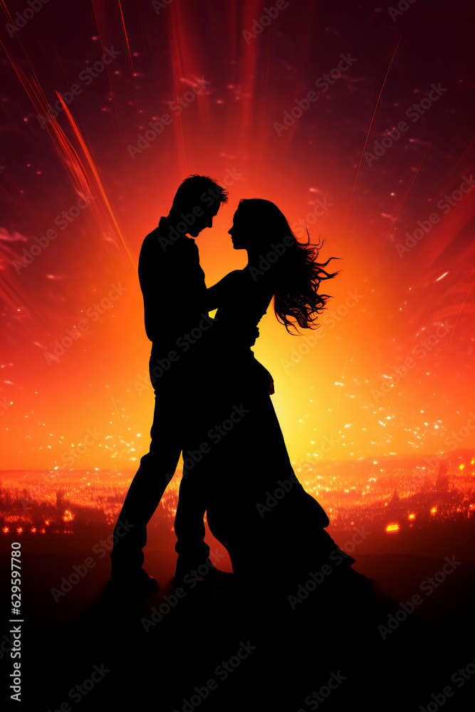 Silhouette of a dancing couple