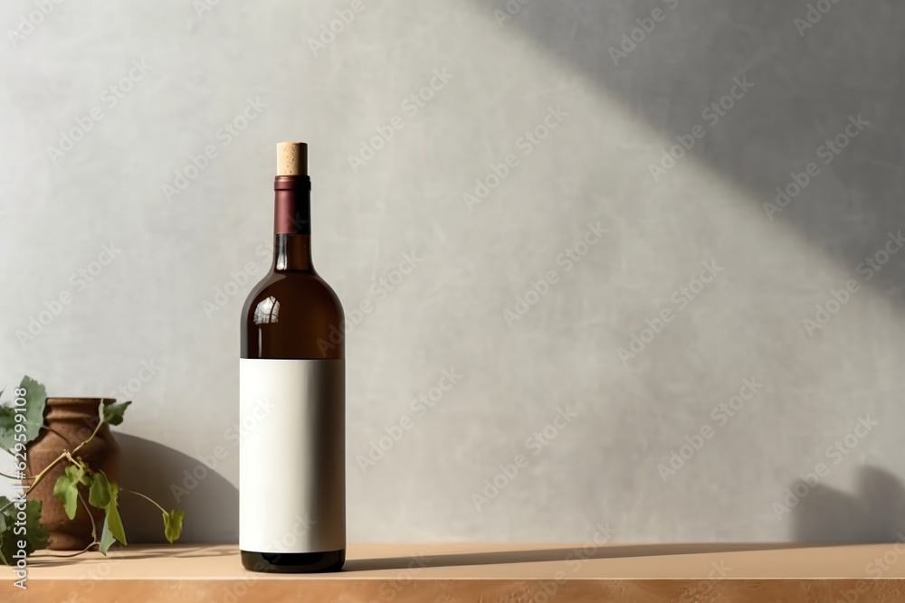 Wine bottle mock-Up. Blank label. Full drink bottle template with empty sticker. Wine bottle mock-Up. Blank label. Full drink bottle template with empty sticker.