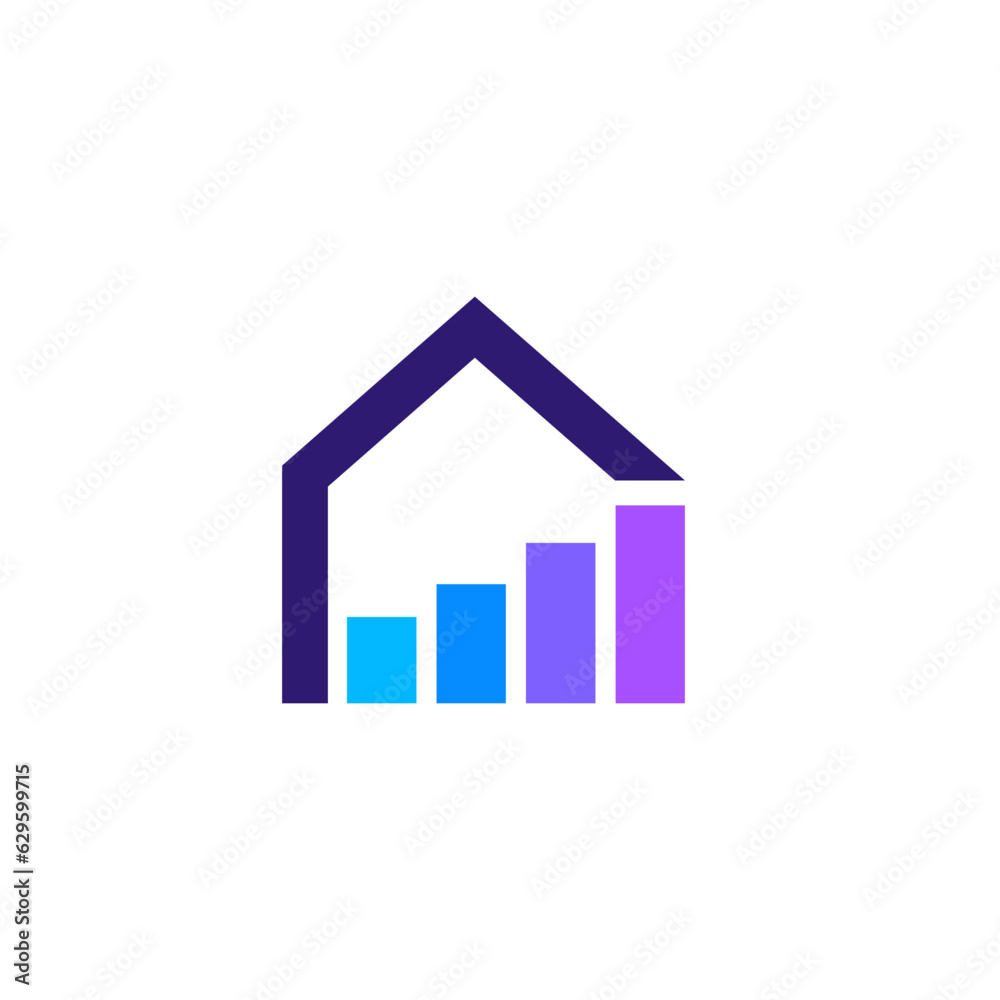 Diagram chart logo design with house combination Diagram chart logo design with house combination