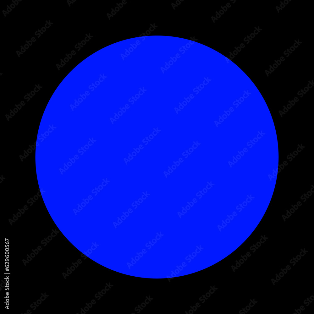 Blue dot on black background. Isolated Blue dot.