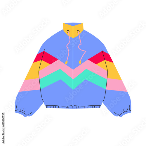 Hand drawn vector illustration sport jacket. Classic 80s-90s elements in 
modern style flat, line style.  Fashion patch, badge, emblem.