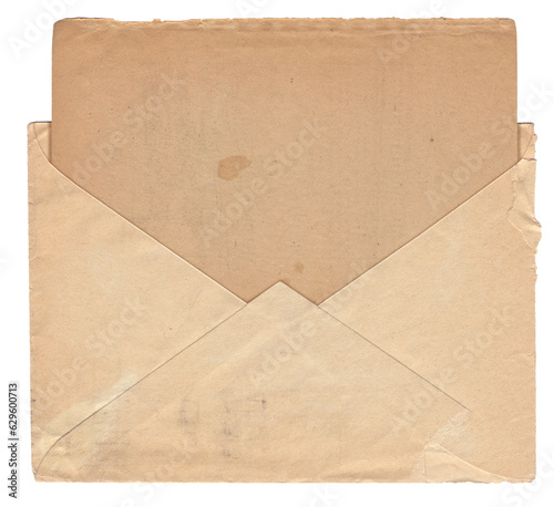 Vintage paper background with old envelope and postcard isolated