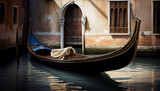 ヴェネチアの水上ゴンドラのイラスト