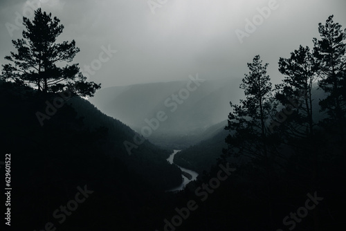 Mountain rainy dark landscape