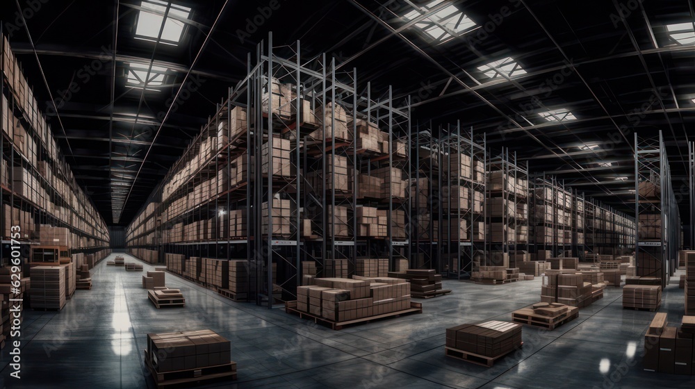 Industrial storage and stock room. Inside the modern warehouse. Storehouse interior. Industrial storage and stock room. Inside the modern warehouse. Storehouse interior.