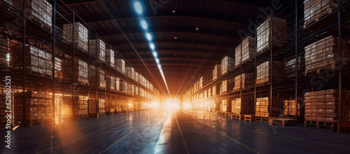 Industrial storage and stock room. Inside the modern warehouse. Storehouse interior. © Tirtonirmolo
