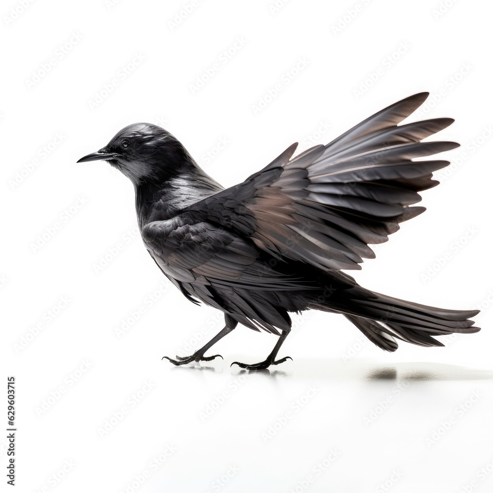 Black storm-petrel bird isolated on white. Generative AI Black storm-petrel bird isolated on white. Generative AI