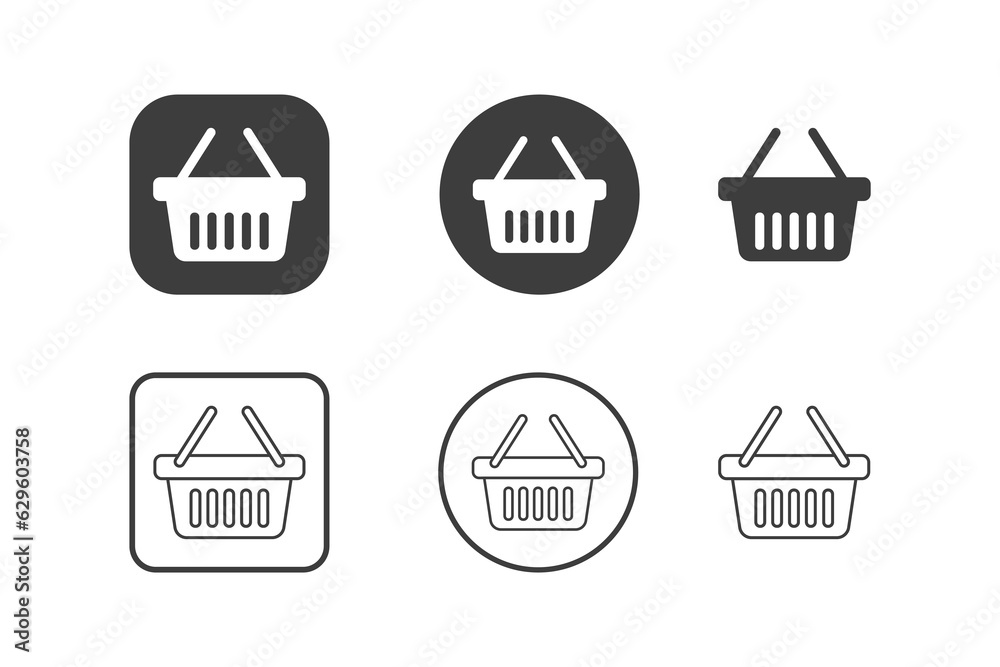 shopping basket icon design 6 variations. Isolated on white background.