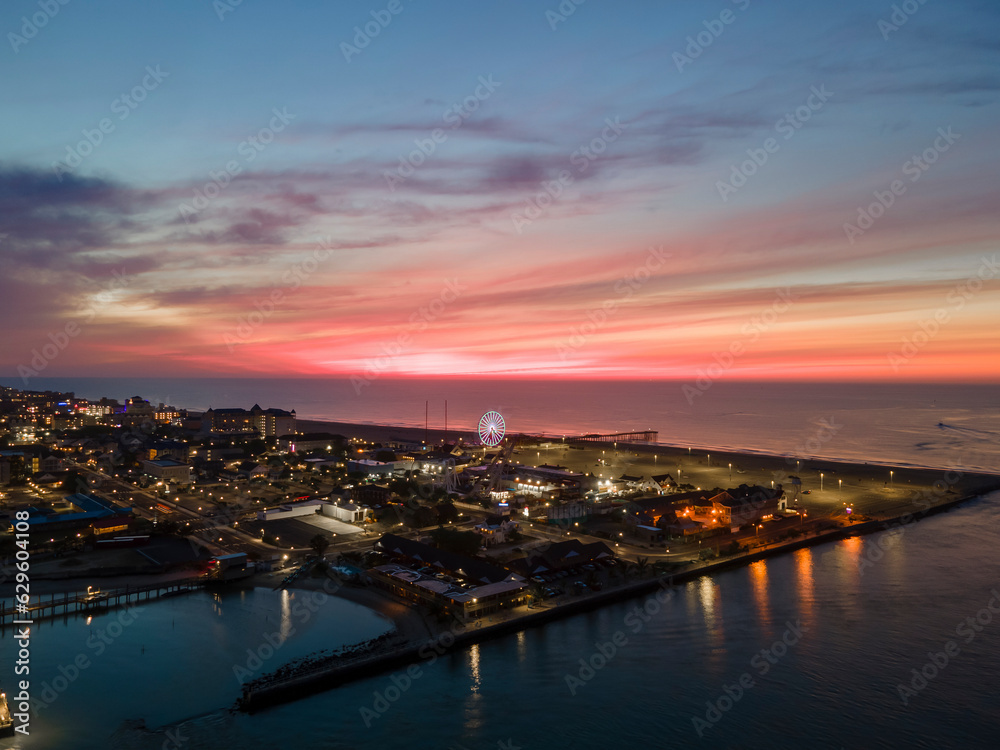 Aerial view of Ocean City, Maryland, United States right before sunrise. Aerial view of Ocean City, Maryland, United States right before sunrise.