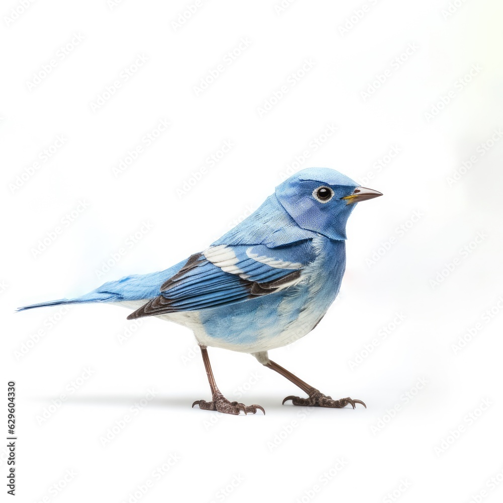 Blue bunting bird isolated on white. Generative AI Blue bunting bird isolated on white. Generative AI