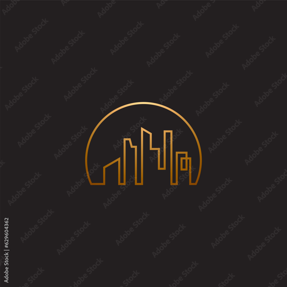 Skyscraper luxury building logo design with line design style Skyscraper luxury building logo design with line design style