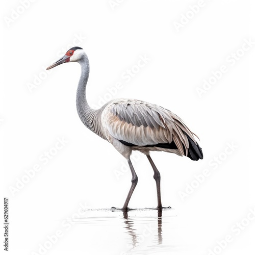 Common crane bird isolated on white. Generative AI