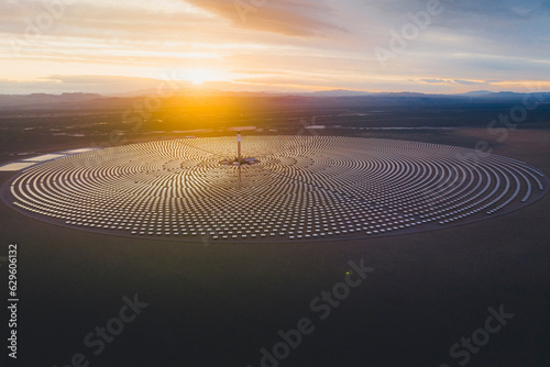 Aerial view of a solar thermal power plant, near Tonopah, Nevada, United States. photo