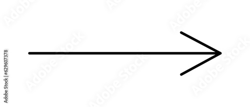 Arrow simple hand drawn vector illustration, horizontal sign pointing direction to right