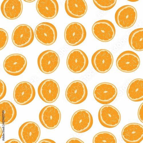 realistic repeating pattern of orange citrus fruits created with a digital illustration