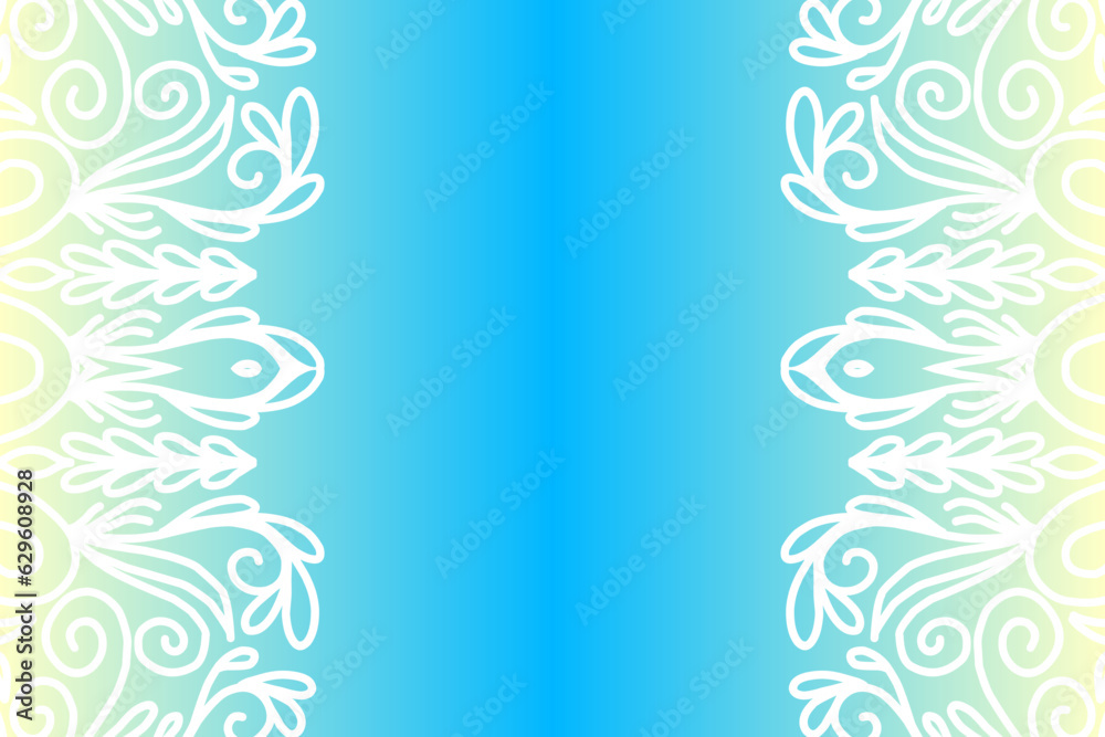 Beautiful colourful gradient background with white flower leaf line art pattern of indonesian culture traditional batik Beautiful colourful gradient background with white flower leaf line art pattern of indonesian culture traditional batik