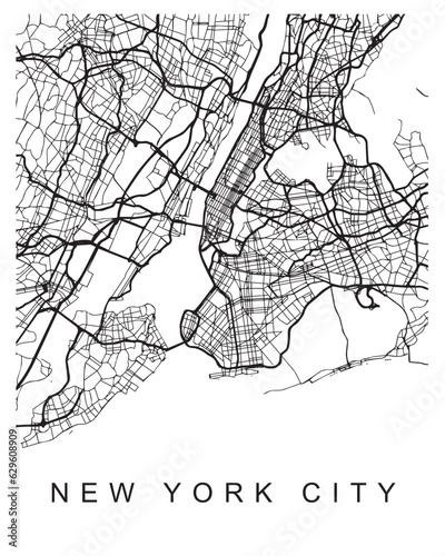 Vector design of the street map of New York City against a white background