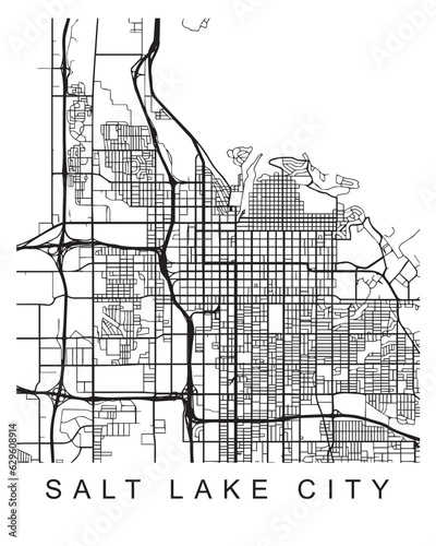 Vector design of the street map of Salt Lake City against a white background