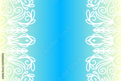 Beautiful colourful gradient background with white flower leaf line art pattern of indonesian culture traditional batik