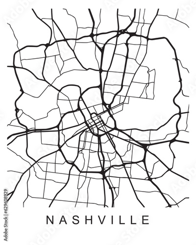 Vector design of the street map of Nashville against a white background
