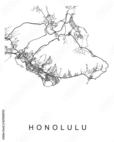 Vector design of the street map of Honolulu against a white background