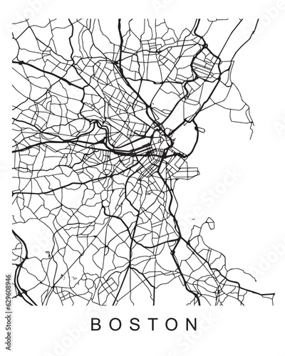 Vector design of the street map of Boston against a white background