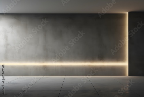 Interior of empty room with concrete wall and floor, ai generated © Gorilla Studio