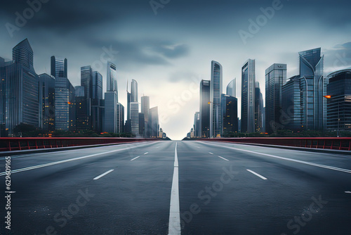 Empty highways and urban skylines. AI technology generated image © onlyyouqj