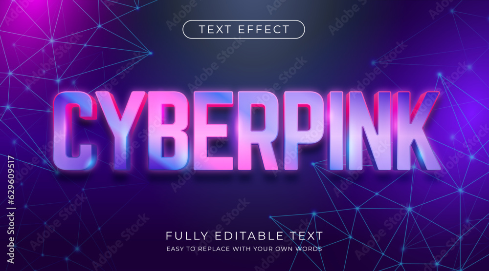 Obraz premium Modern cyber 3d text effect editable font style