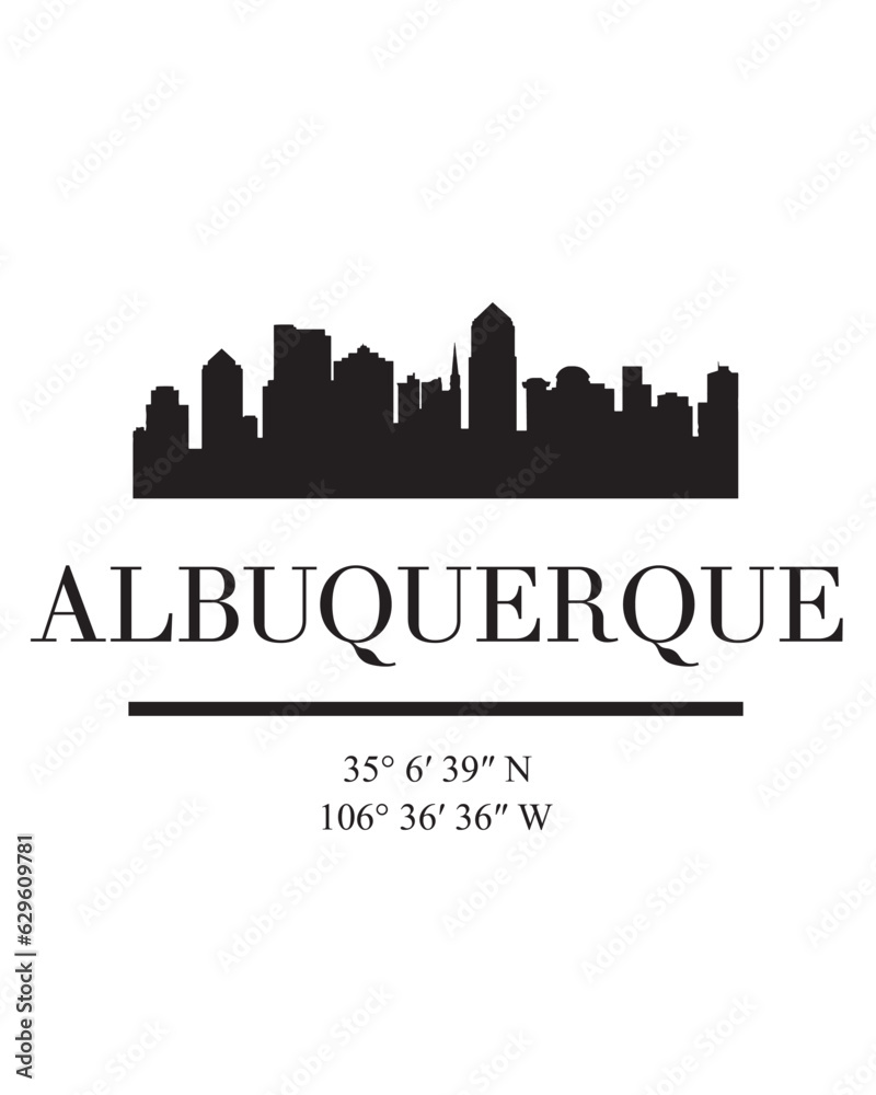 Editable vector illustration of the city of Albuquerque with the remarkable buildings of the city