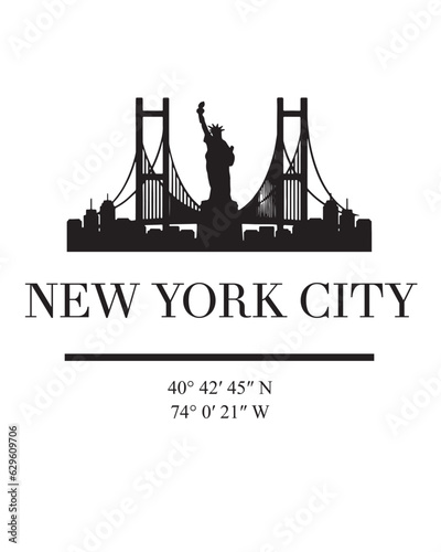 Editable vector illustration of New York City with the remarkable buildings of the city