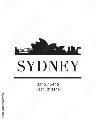 Editable vector illustration of the city of Sydney with the remarkable buildings of the city