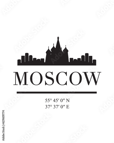 Editable vector illustration of the city of Moscow with the remarkable buildings of the city