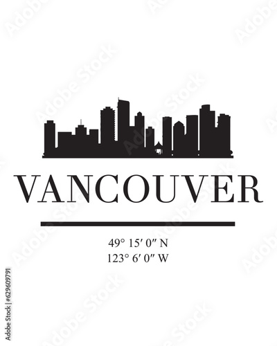 Editable vector illustration of the city of Vancouver with the remarkable buildings of the city