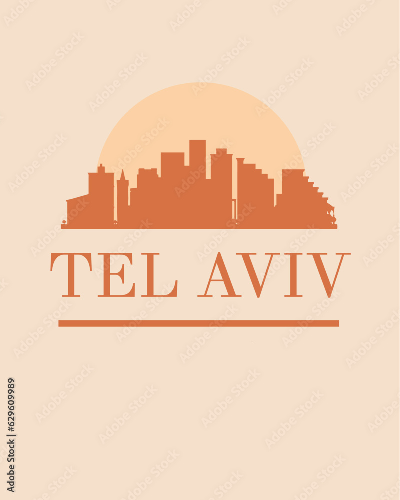 Editable vector illustration of the city of Tel Aviv with the remarkable buildings of the city