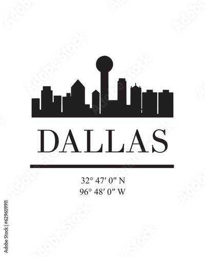 Editable vector illustration of the city of Dallas with the remarkable buildings of the city