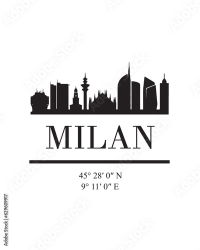 Editable vector illustration of the city of Milan with the remarkable buildings of the city