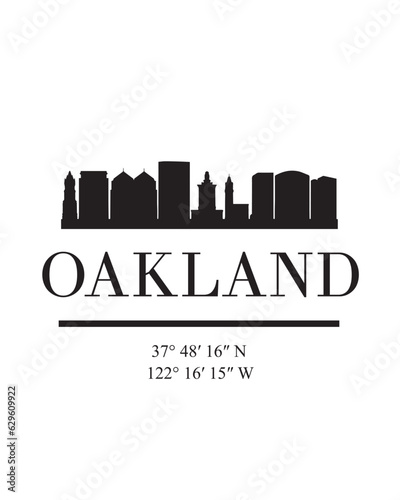 Editable vector illustration of the city of Oakland with the remarkable buildings of the city