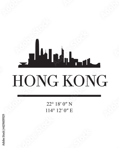 Editable vector illustration of the city of Hong Kong  with the remarkable buildings of the city