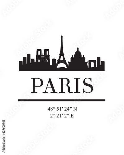 Editable vector illustration of the city of Paris with the remarkable buildings of the city