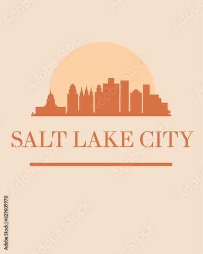 Editable vector illustration of Salt Lake City with the remarkable buildings of the city